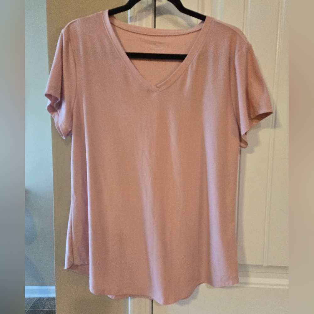 NOBO No Boundaries Women's Pink V-Neck Top Sz XL 15-17